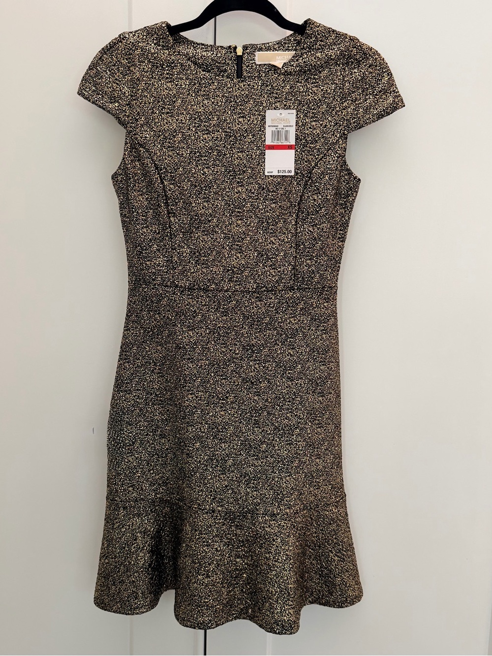 Michael Kors Metallic Gold and Black Fit-and-Flare Mini Dress